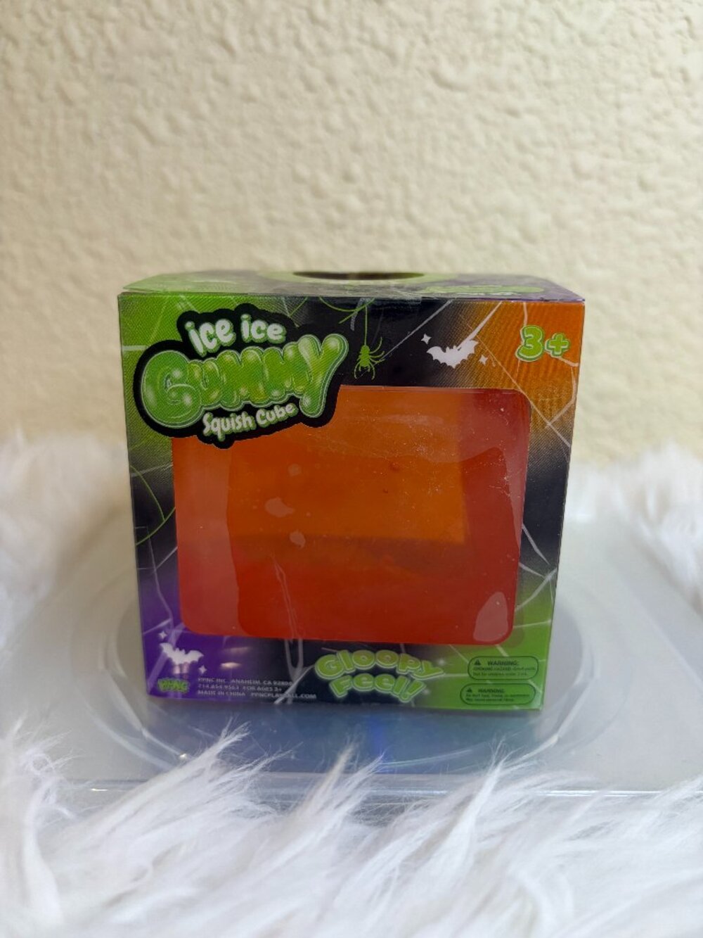 PPNC Ice Ice Gummy Orange Bat Squish Cube Halloween Sensory Toy NIB